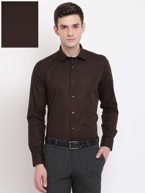 

Blackberrys Men Brown Slim Fit Self Design Formal Shirt