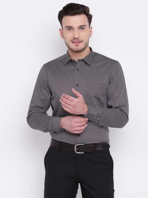 

Blackberrys Men Brown & White Slim Fit Printed Partywear Shirt