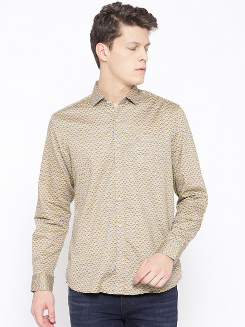 

Blackberrys Men Beige Slim Fit Printed Casual Shirt