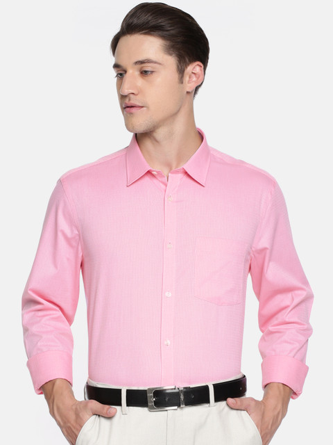 

Blackberrys Men Pink Slim Fit Self Design Formal Shirt