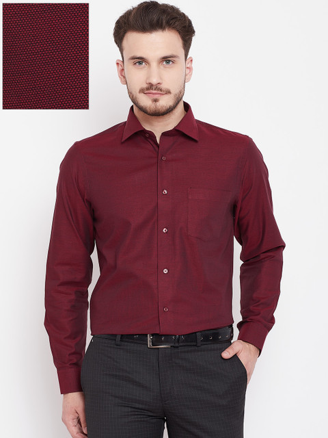 

Blackberrys Men Maroon Slim Fit Self Design Formal Shirt
