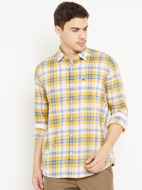 

Blackberrys Men Mustard Yellow & White Slim Fit Checked Casual Shirt