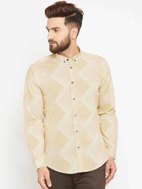 

Blackberrys Men Beige Slim Fit Printed Casual Shirt