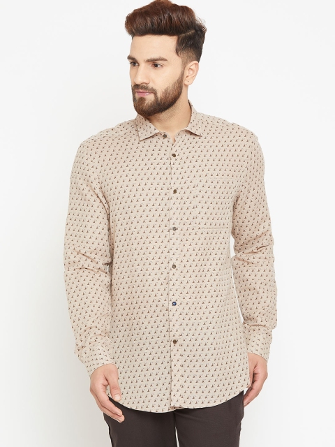 

Blackberrys Men Beige Slim Fit Printed Casual Shirt