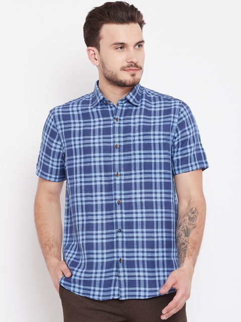 

Blackberrys Men Blue Slim Fit Checked Casual Shirt