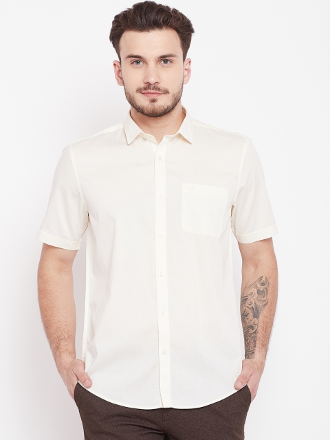 

Blackberrys Men Cream-Coloured Slim Fit Solid Casual Shirt