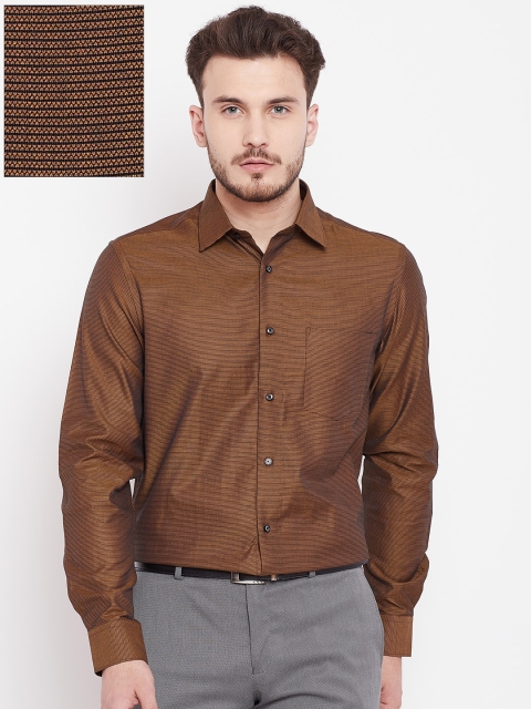 

Blackberrys Men Brown Slim Fit Striped Formal Shirt