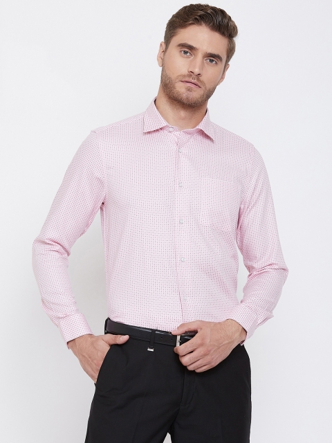 

Blackberrys Men Pink & Maroon Slim Fit Printed Smart Casual Shirt