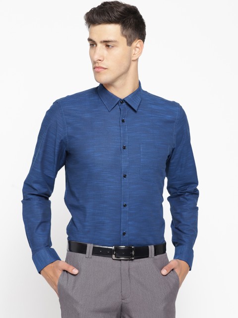

Blackberrys Men Navy Blue Slim Fit Self Design Formal Shirt