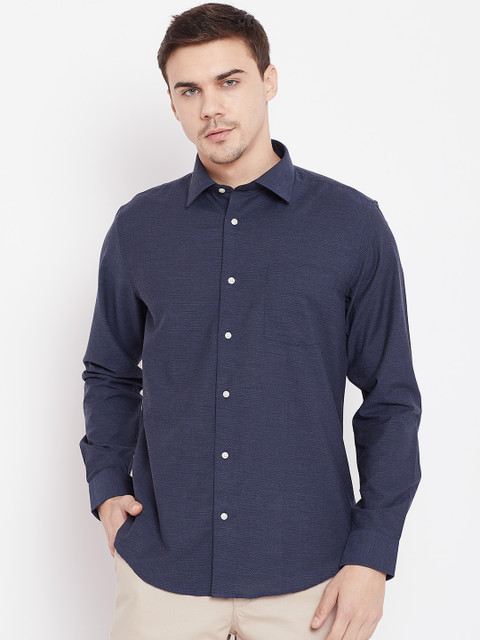 

Blackberrys Men Navy Blue Slim Fit Self Design Casual Shirt