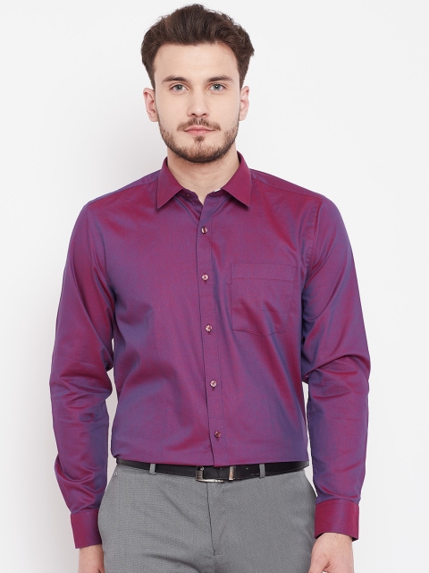 

Blackberrys Men Pink & Navy Blue Dual-Toned Slim Fit Self Design Party Shirt