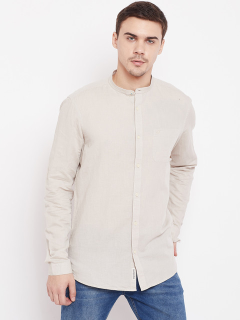 

Blackberrys Men Beige Slim Fit Solid Casual Shirt