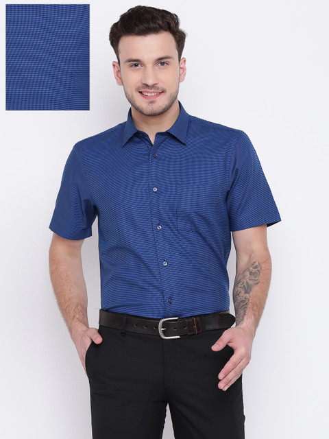 

Blackberrys Men Navy Blue Slim Fit Self Design Formal Shirt