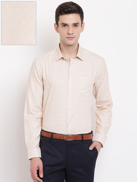 

Blackberrys Men Beige Slim Fit Self Design Formal Shirt