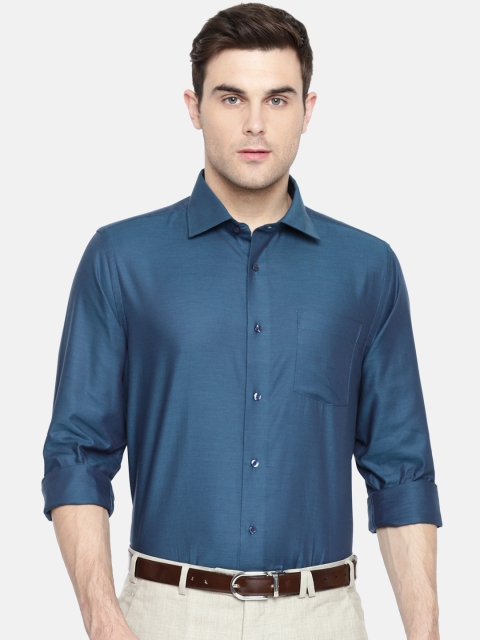 

Blackberrys Men Teal Blue Slim Fit Self Design Formal Shirt