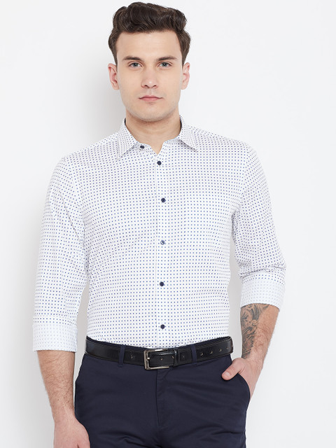 

Blackberrys Men White & Blue Slim Fit Printed Formal Shirt