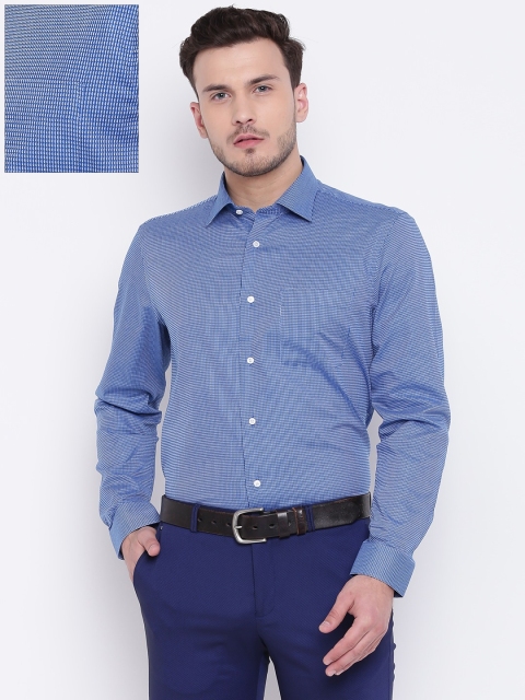 

Blackberrys Men Blue Slim Fit Self Design Formal Shirt