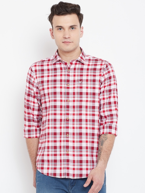 

Blackberrys Men White & Red Slim Fit Checked Casual Shirt