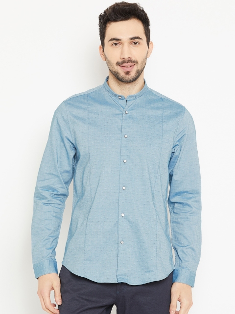 

Blackberrys Men Blue Slim Fit Self Design Casual Shirt