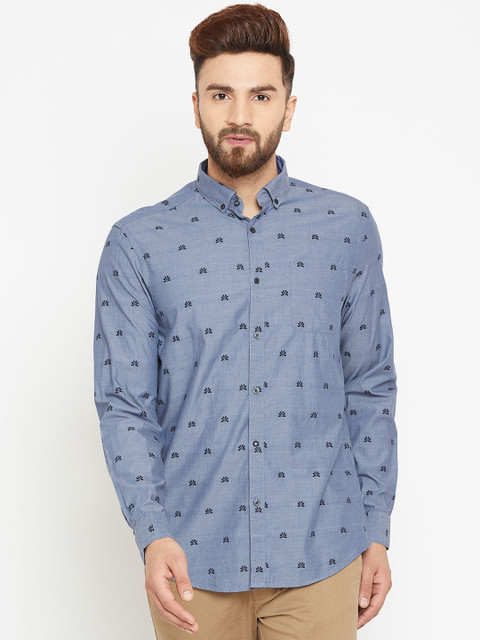 

Blackberrys Men Blue Slim Fit Printed Casual Shirt
