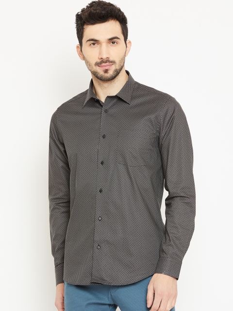 

Blackberrys Men Black & Grey Slim Fit Printed Casual Shirt