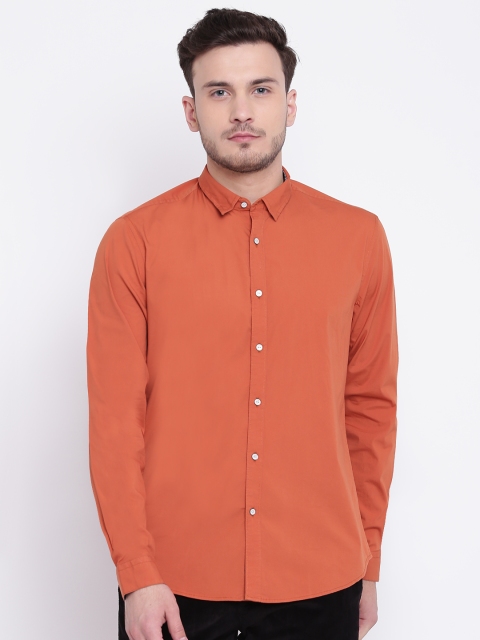 

Blackberrys Men Rust Orange Regular Fit Solid Casual Shirt