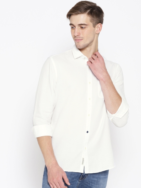 

Blackberrys Men Off-White Slim Fit Textured Casual Shirt