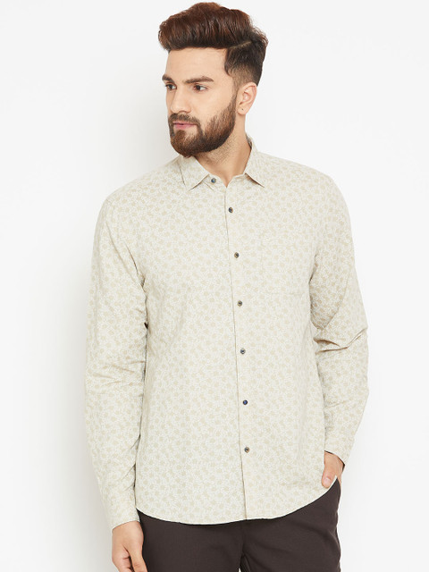 

Blackberrys Men Beige & White Smart Fit Printed Casual Shirt