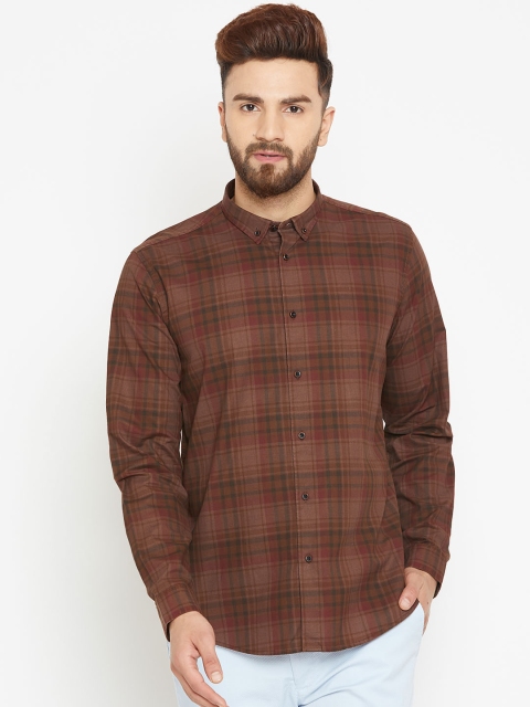 

Blackberrys Men Brown Slim Fit Checked Casual Shirt