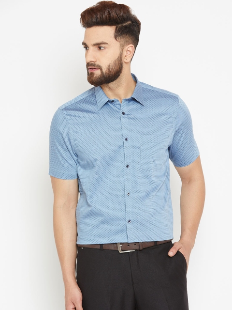 

Blackberrys Men Blue Slim Fit Self-Design Semiformal Shirt