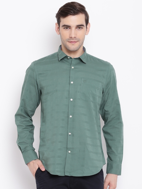 

Blackberrys Men Green Slim Fit Self Striped Casual Shirt