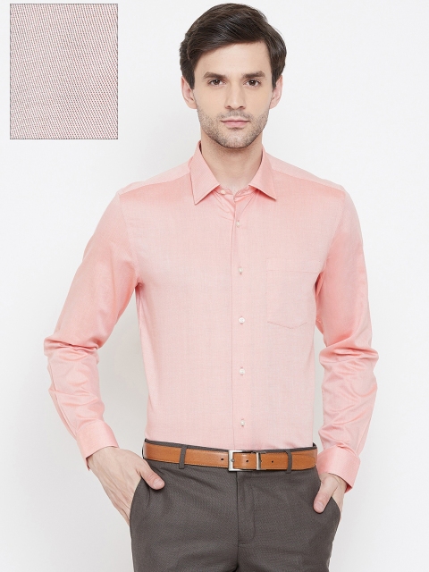

Blackberrys Men Peach-Coloured Slim Fit Self Design Formal Shirt