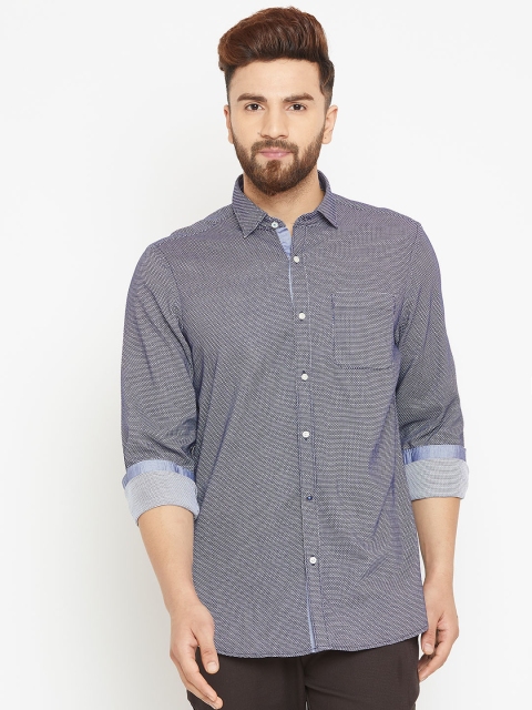 

Blackberrys Men Navy Blue & White Slim Fit Self Design Casual Shirt