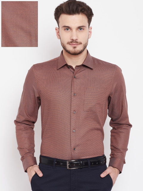 

Blackberrys Men Brown Slim Fit Self Design Formal Shirt