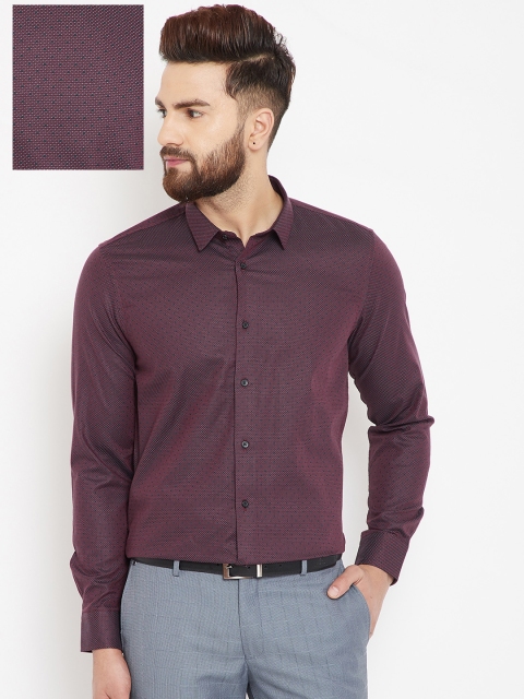 

Blackberrys Men Burgundy Slim Fit Self Design Formal Shirt