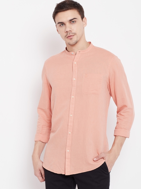 

Blackberrys Men Peach-Coloured Slim Fit Solid Casual Shirt