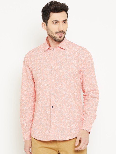 

Blackberrys Men Peach-Coloured & White Slim Fit Printed Casual Shirt