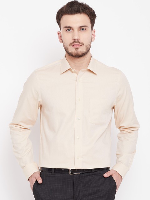 

Blackberrys Men Beige Smart Fit Wrinkle Free Self Design Party Shirt