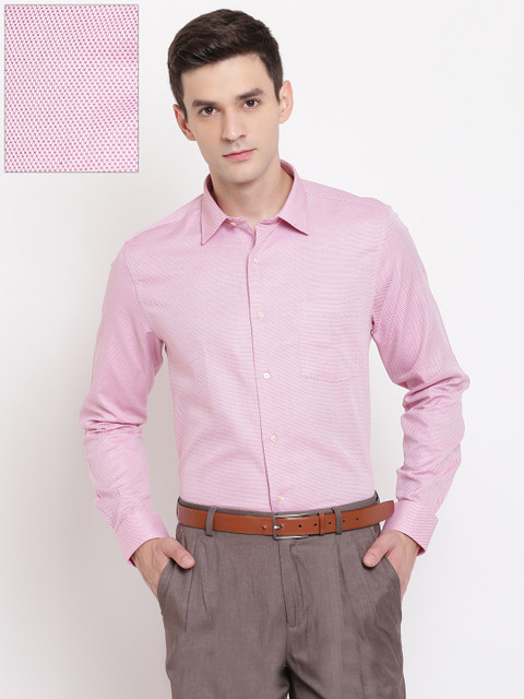 

Blackberrys Men Pink Slim Fit Self Design Formal Shirt