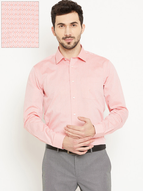 

Blackberrys Men Peach-Coloured Slim Fit Self Design Formal Shirt
