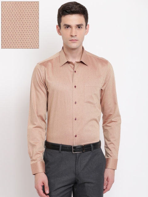 

Blackberrys Men Beige & Maroon Slim Fit Self Design Formal Shirt