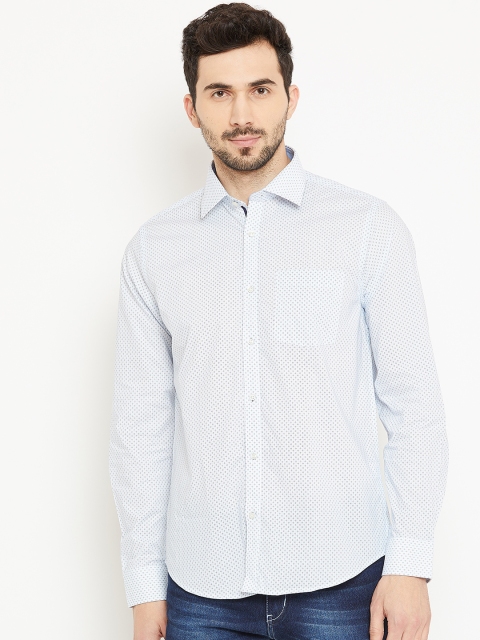 

Blackberrys Men White & Blue Slim Fit Printed Casual Shirt