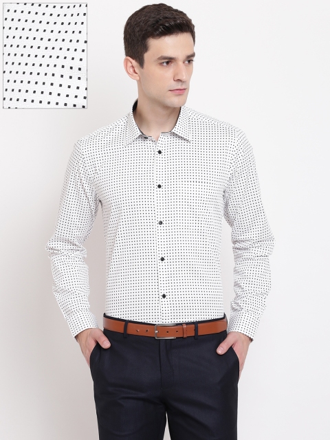 

Blackberrys Men White & Black Slim Fit Printed Formal Shirt