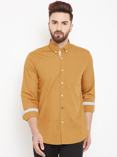 

Blackberrys Men Mustard Brown Slim Fit Solid Casual Shirt