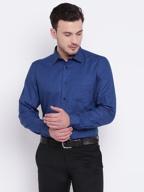

Blackberrys Men Navy Slim Fit Self Design Formal Shirt, Navy blue