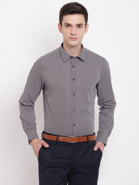 

Blackberrys Men Maroon & White Slim Fit Printed Semiformal Shirt