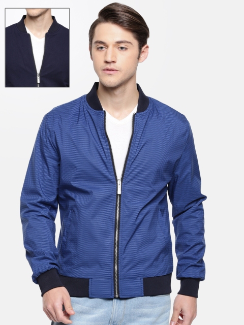 

Blackberrys Men Navy Blue Solid Reversible Bomber