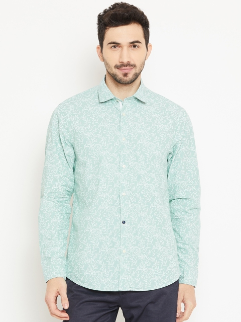 

Blackberrys Men Green & White Slim Fit Printed Casual Shirt