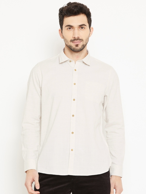 

Blackberrys Men Off-White Slim Fit Self Design Casual Shirt