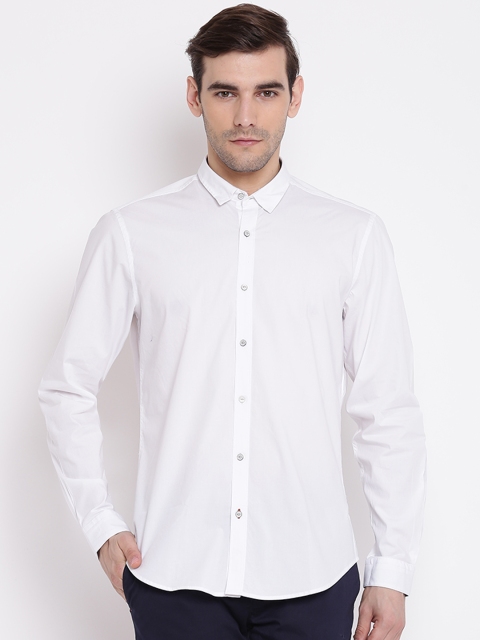 

Blackberrys Men White Slim Fit Solid Casual Shirt